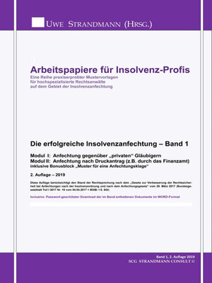 cover image of Die erfolgreiche Insolvenzanfechtung – Band 1